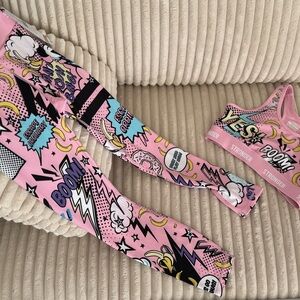 Pink Comic Print Leggings